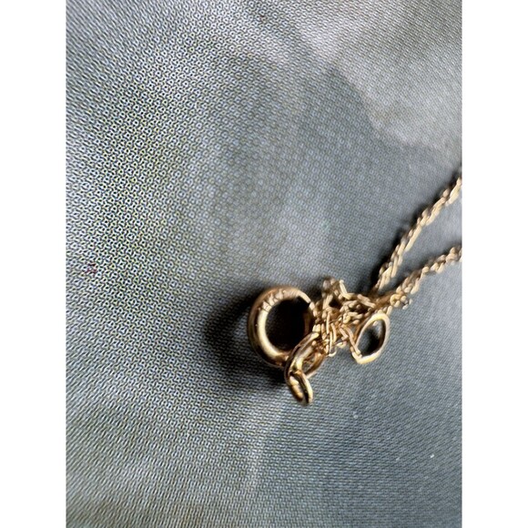 14K Solid Gold Minimalist 19” Chain 0.7mm with Dainty Pink Zircon Pendant - Picture 2 of 15